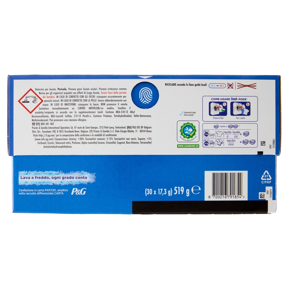 Dash Pods Detersivo Lavatrice In Capsule, Salva Colore, 30 Lavaggi 519 g